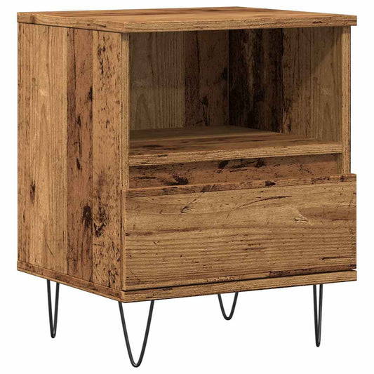 Mesita De Noche Madera Ingeniería Madera Envejecida 40x35x50 Cm_0