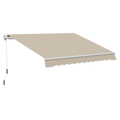 Outsunny Toldo Manual Plegable De Aluminio Con Manivela 395x245 Cm Beige_0