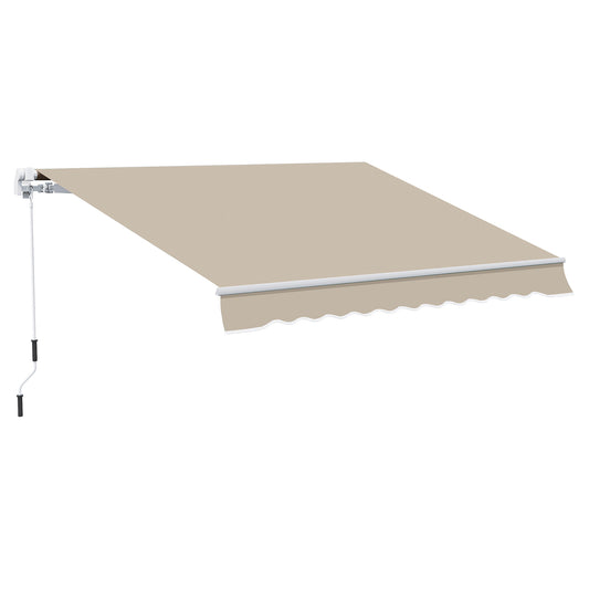 Outsunny Toldo Manual Plegable De Aluminio Con Manivela 395x245 Cm Beige_0