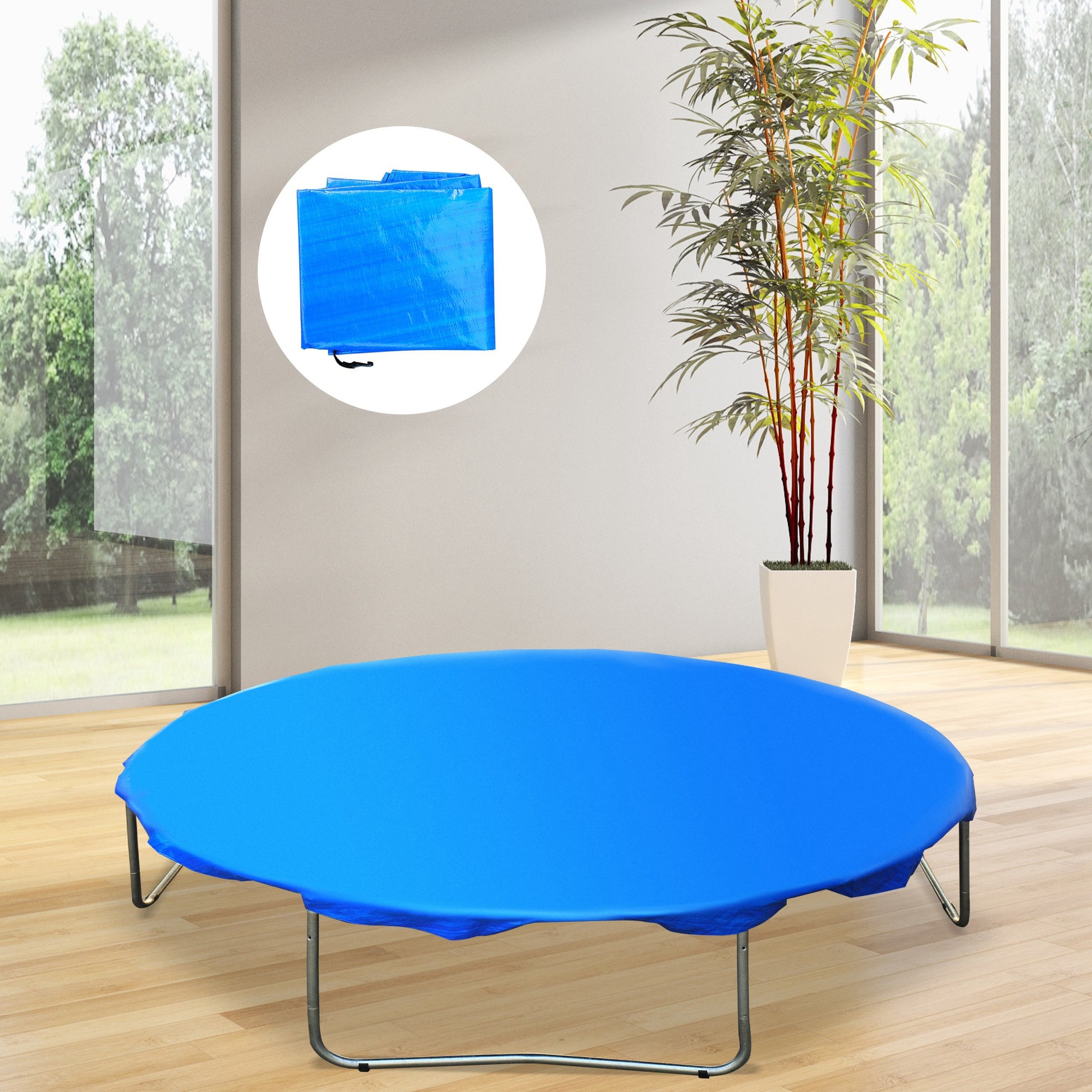 Homcom Funda Proteccion Impermeable Para Cama Elástica Trampolines Ø366 Cm Azul_1
