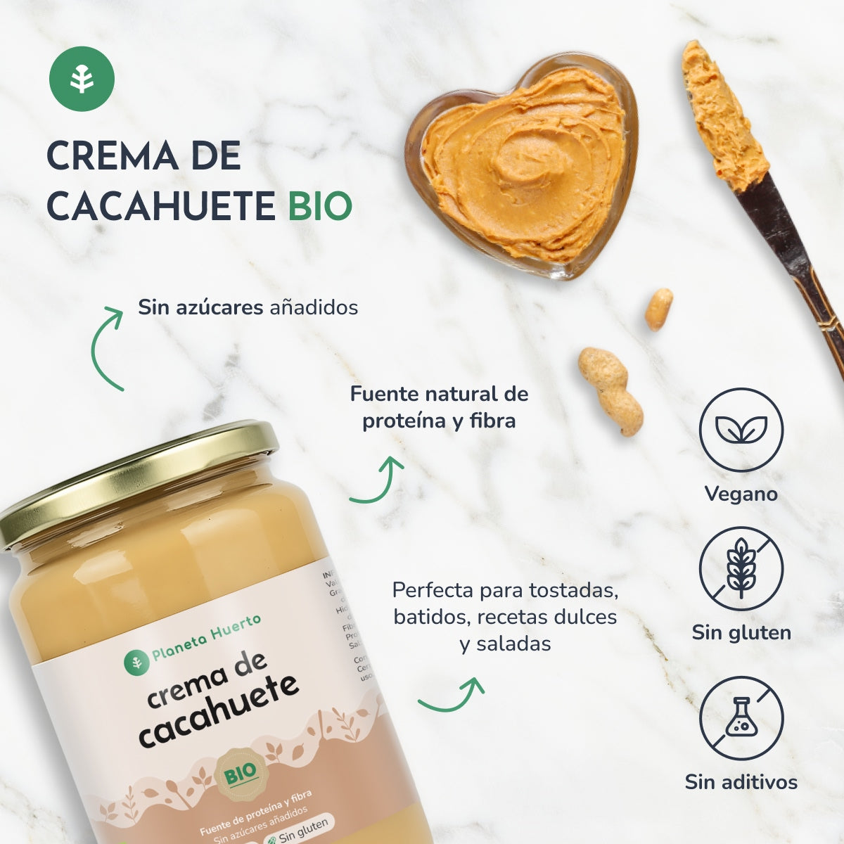 Pack 9x Crema de Cacahuetes ECO Planeta Huerto 350g