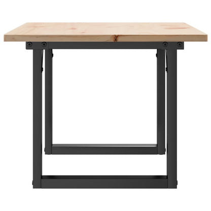 Mesa De Centro Marco O Madera Maciza Pino Y Acero 80x50x40 Cm_3