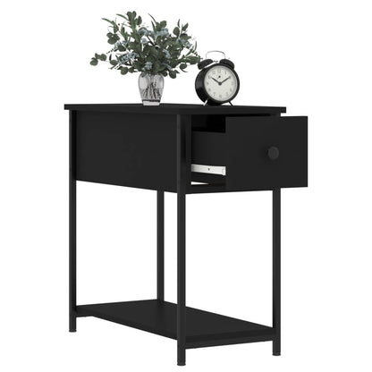 Mesita De Noche Madera De Ingeniería Negra 30x60x60 Cm_2