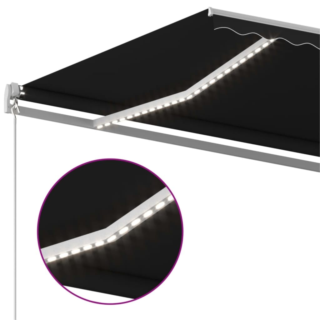 Toldo Retráctil Manual Con Led Gris Antracita 500x350 Cm_4