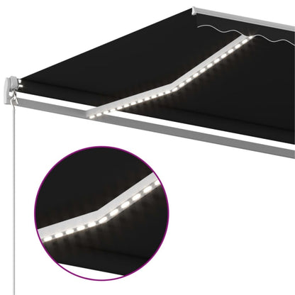 Toldo Retráctil Manual Con Led Gris Antracita 500x350 Cm_4