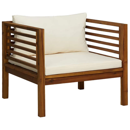 Vidaxl Silla De Jardín Y Cojines Blanco Crema Madera Maciza De Acacia_0