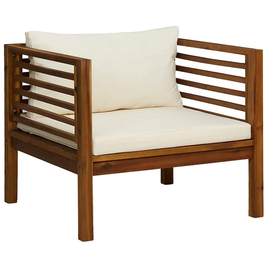 Vidaxl Silla De Jardín Y Cojines Blanco Crema Madera Maciza De Acacia_0