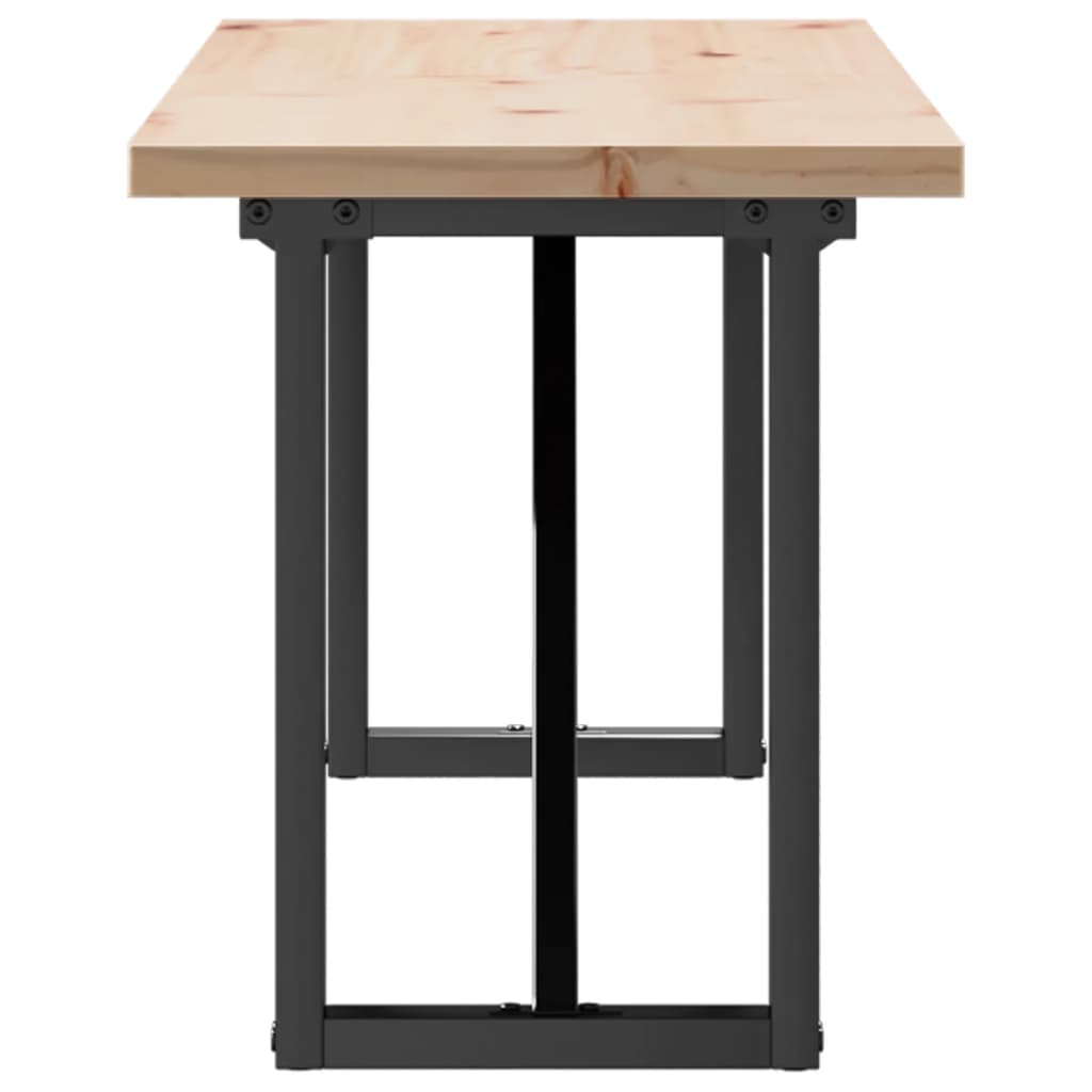 Mesa De Centro Marco O Madera Maciza Pino Y Acero 160x40x45,5cm_3