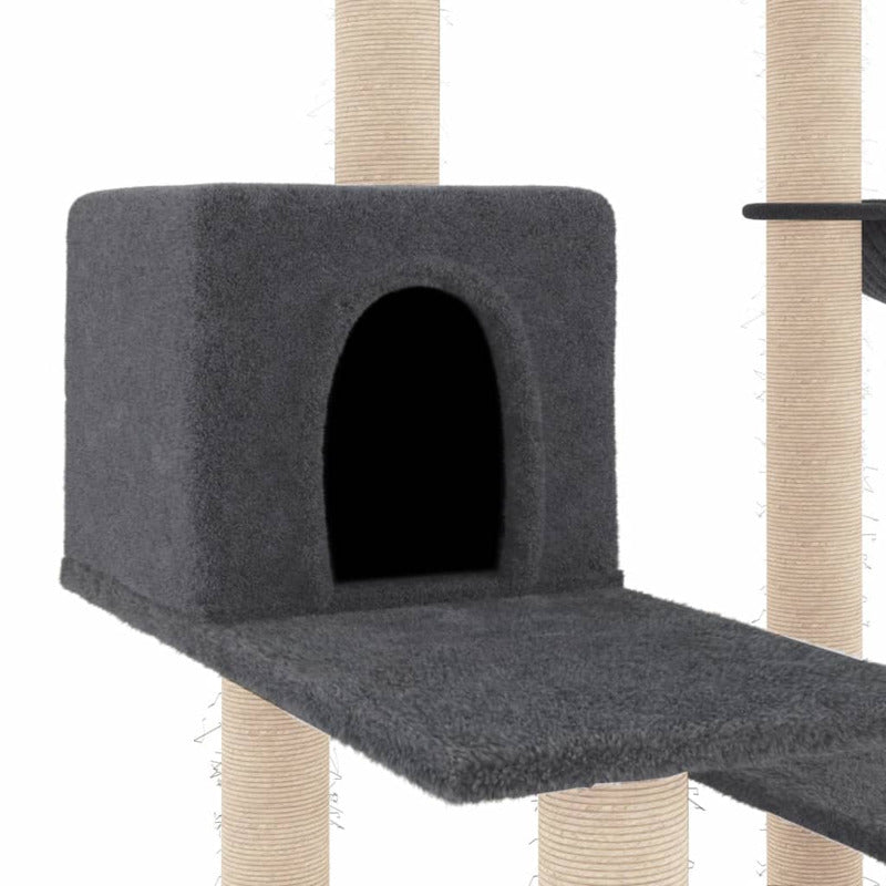 Vidaxl Rascador Para Gatos Con Postes De Sisal Gris Oscuro 82,5 Cm_5