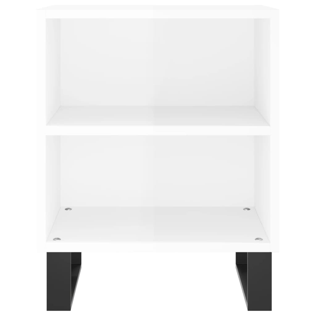 Mesitas Noche 2 Uds Madera Ingeniería Blanco Brillo 40x30x50 Cm_3