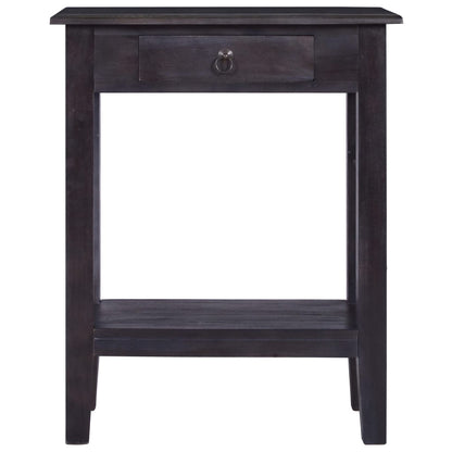 Mesa Consola Con Cajón Madera Maciza De Caoba Negro 60x30x75 Cm_1