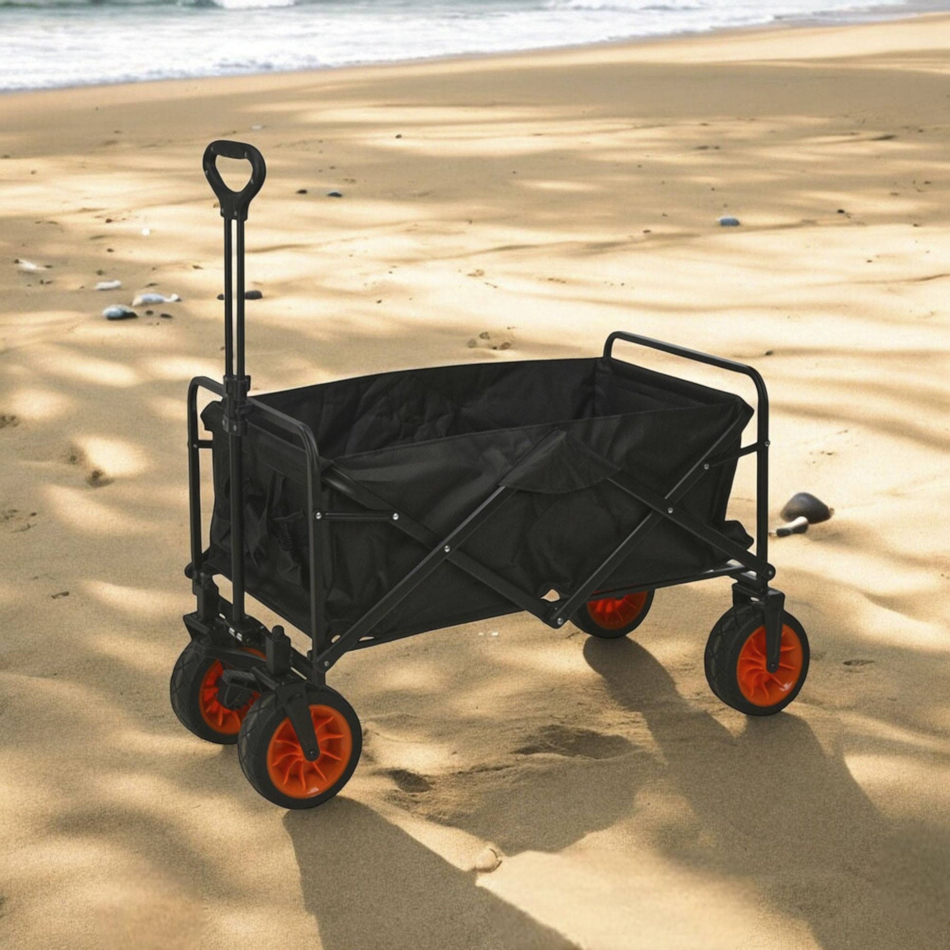 Well Home Carro De Playa Plegable De Acero Y Poliéster, Resistente Y Espacioso 87x54x59cm_2