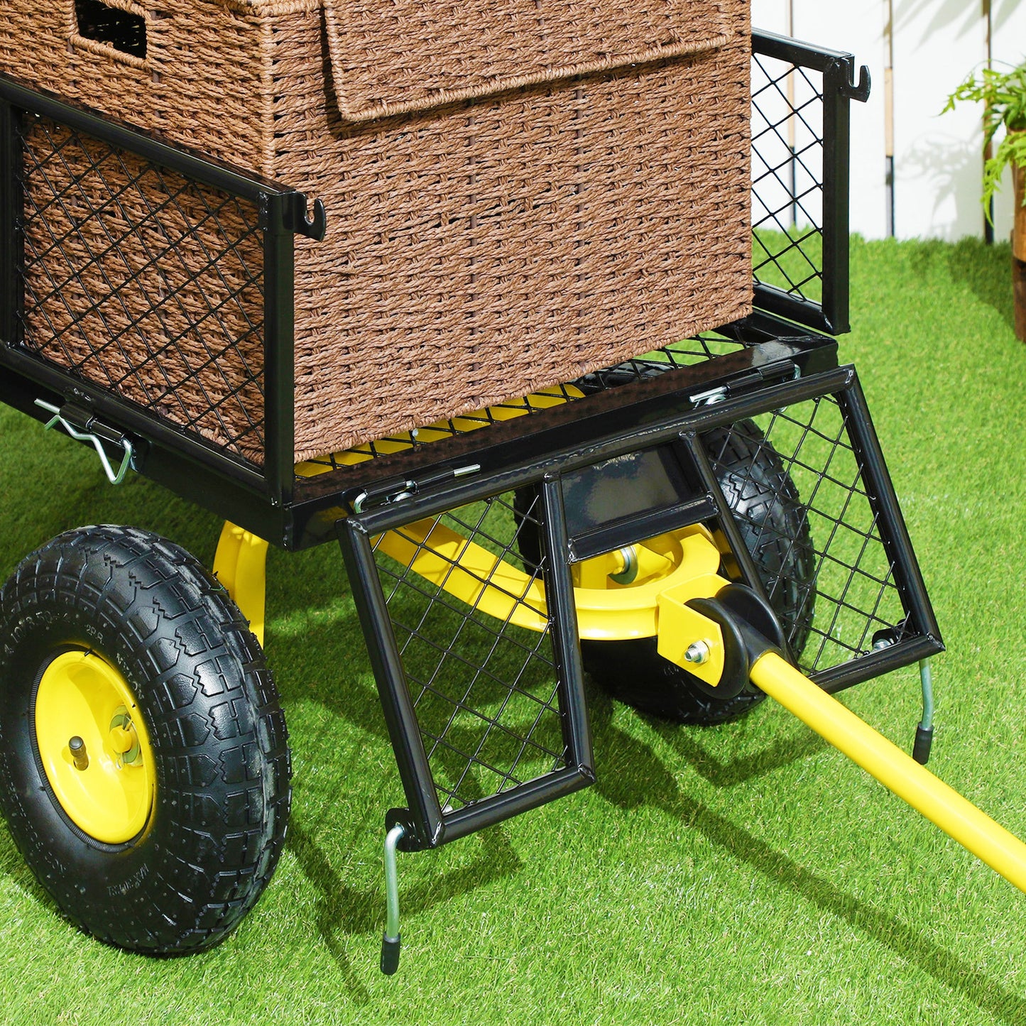 Outsunny Carro De Jardín Basculante Carga 200 Kg Negro Y Amarillo_4