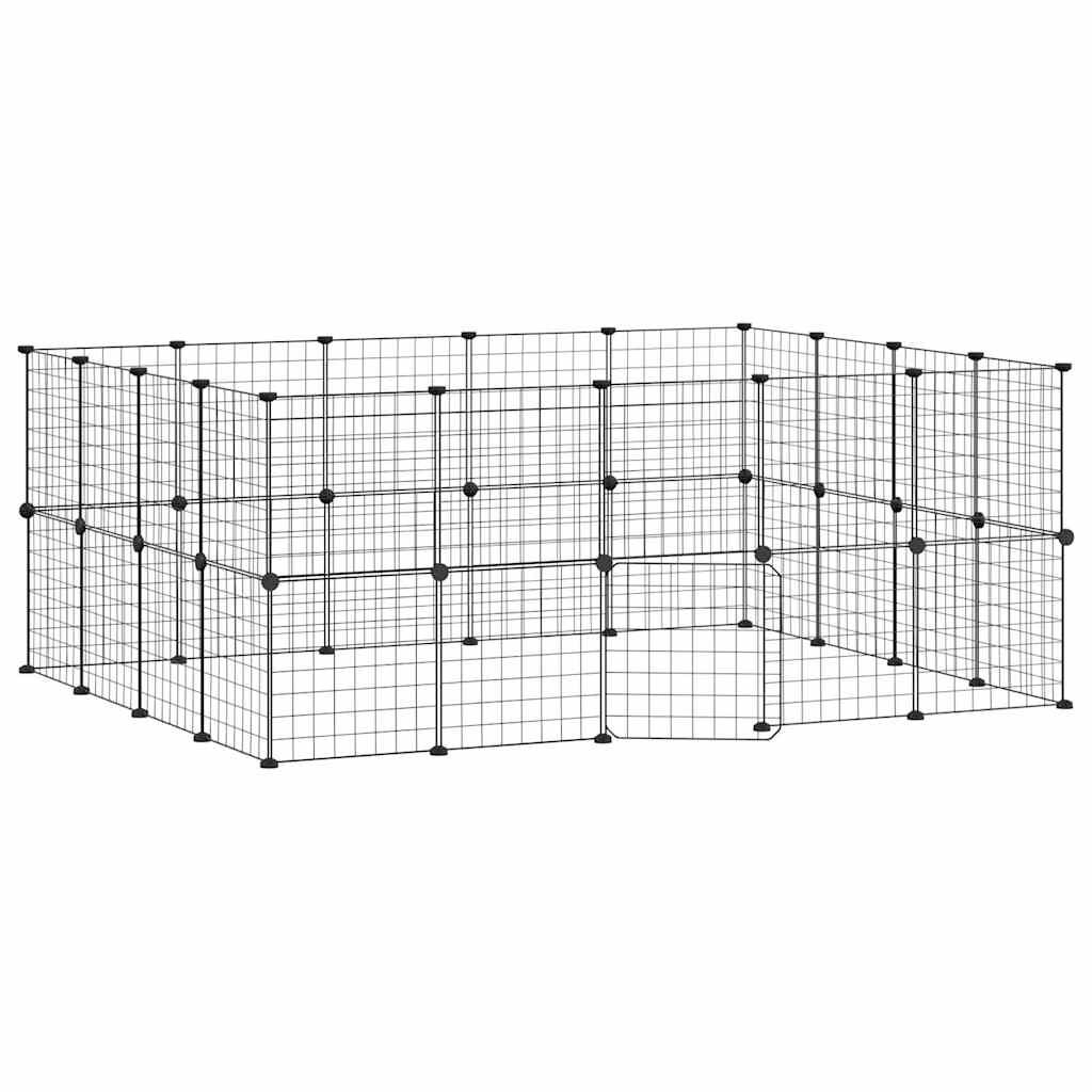 Vidaxl Jaula Para Mascotas De 36 Paneles Puerta Acero Negro 35x35 Cm_0