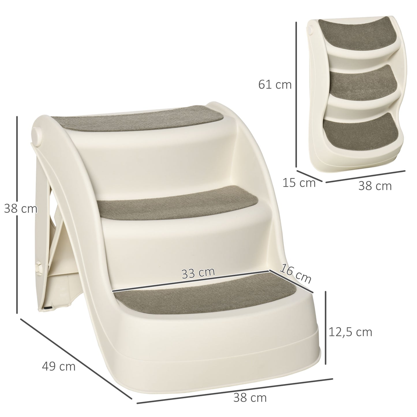 Pawhut Escalera Para Perros Plegable Con Alfombras Antideslizantes 49x38x38 Cm_2