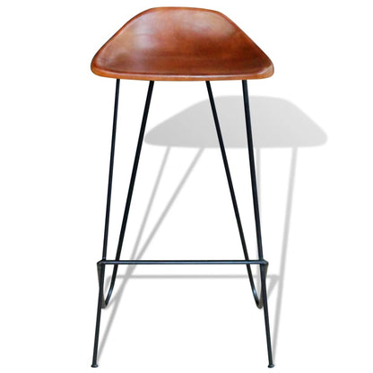 Taburetes De Cocina 4 Unidades Cuero Auténtico Marrón_1