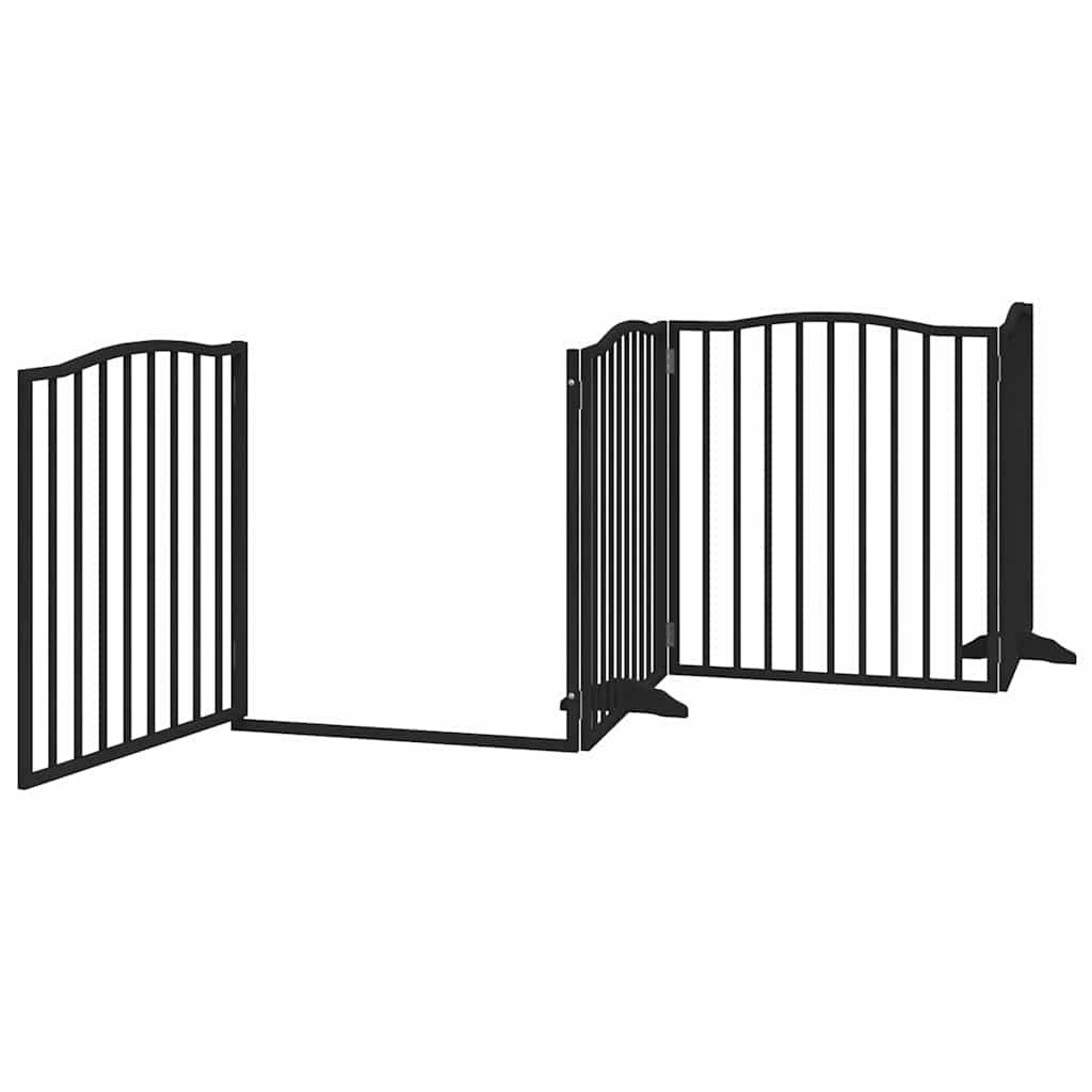Vidaxl Puerta De Perros Plegable 10 Paneles Madera Álamo Negra 800 Cm_3