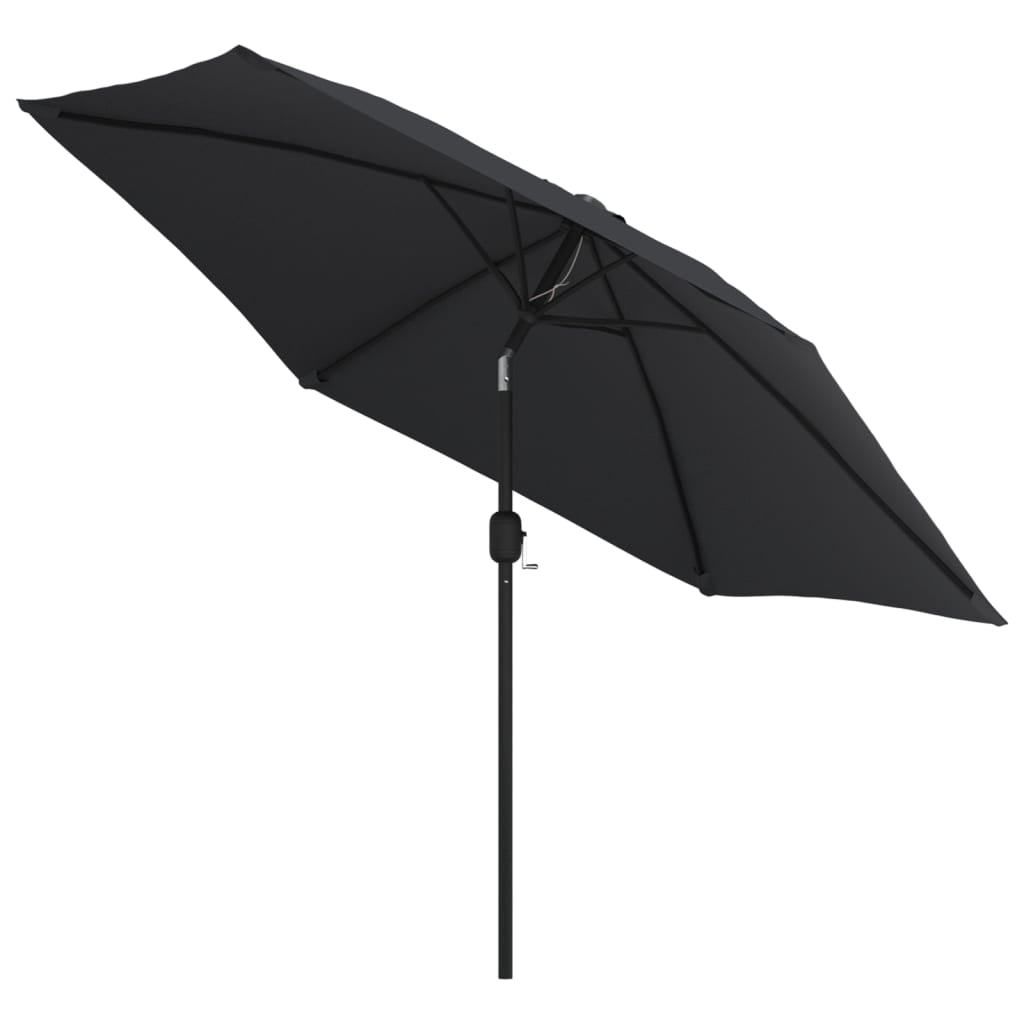 Vidaxl Sombrilla De Jardín Con Luces Led Palo De Acero Negro 300 Cm_3