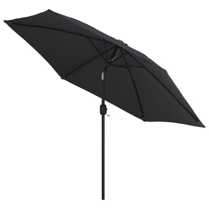 Vidaxl Sombrilla De Jardín Con Luces Led Palo De Acero Negro 300 Cm_3