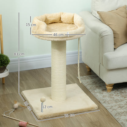 Pawhut Árbol Rascador Para Gatos De 2 Niveles Con Plataforma Bola Poste De Sisal_2