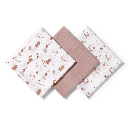 Pack 3 Muselinas Bambú Organico 70x70 Cm Canela_4