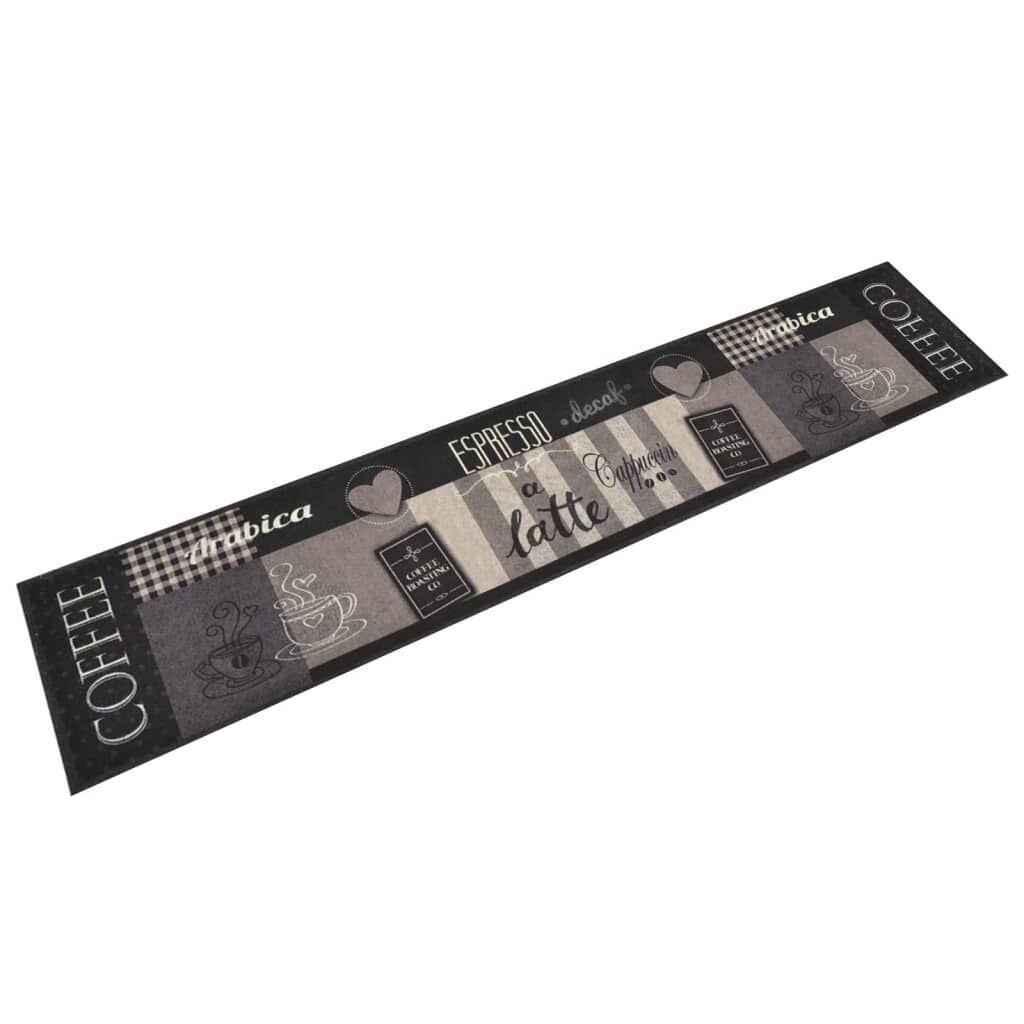 Vidaxl Alfombra De Cocina Lavable Terciopelo Negro Café 60x300 Cm_0