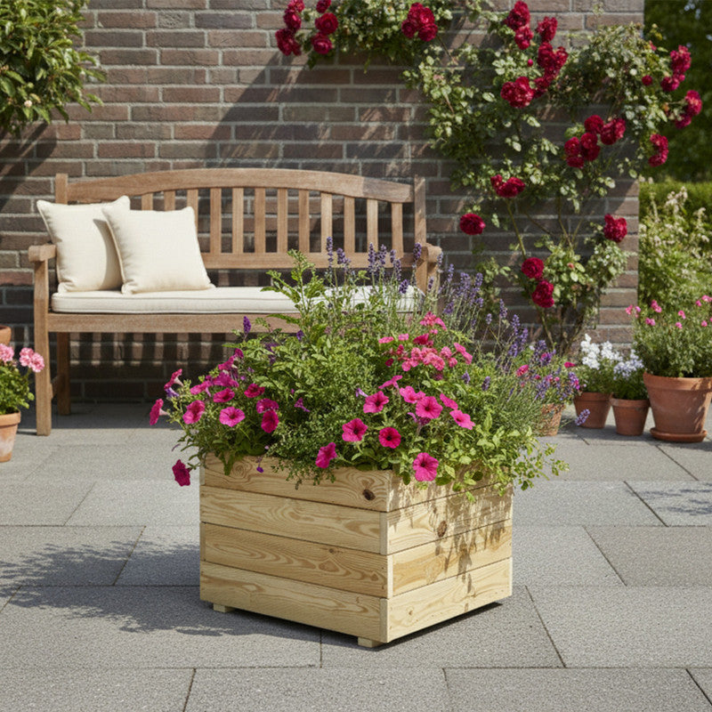 Jardinera Cuadrada De Madera Tratada 60x60x40 Cm Pun Hortalia_1
