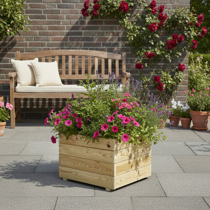 Jardinera Cuadrada De Madera Tratada 60x60x40 Cm Pun Hortalia_1