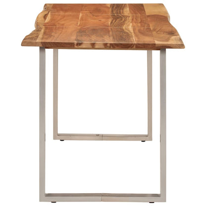 Mesa De Comedor De Madera Maciza De Acacia 140x70x76 Cm_3