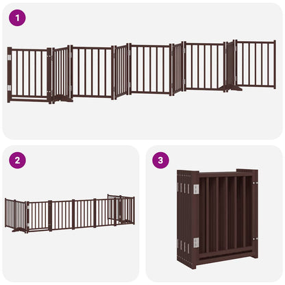 Vidaxl Puerta De Perros Plegable 9 Paneles Madera Álamo Marrón 450 Cm_4