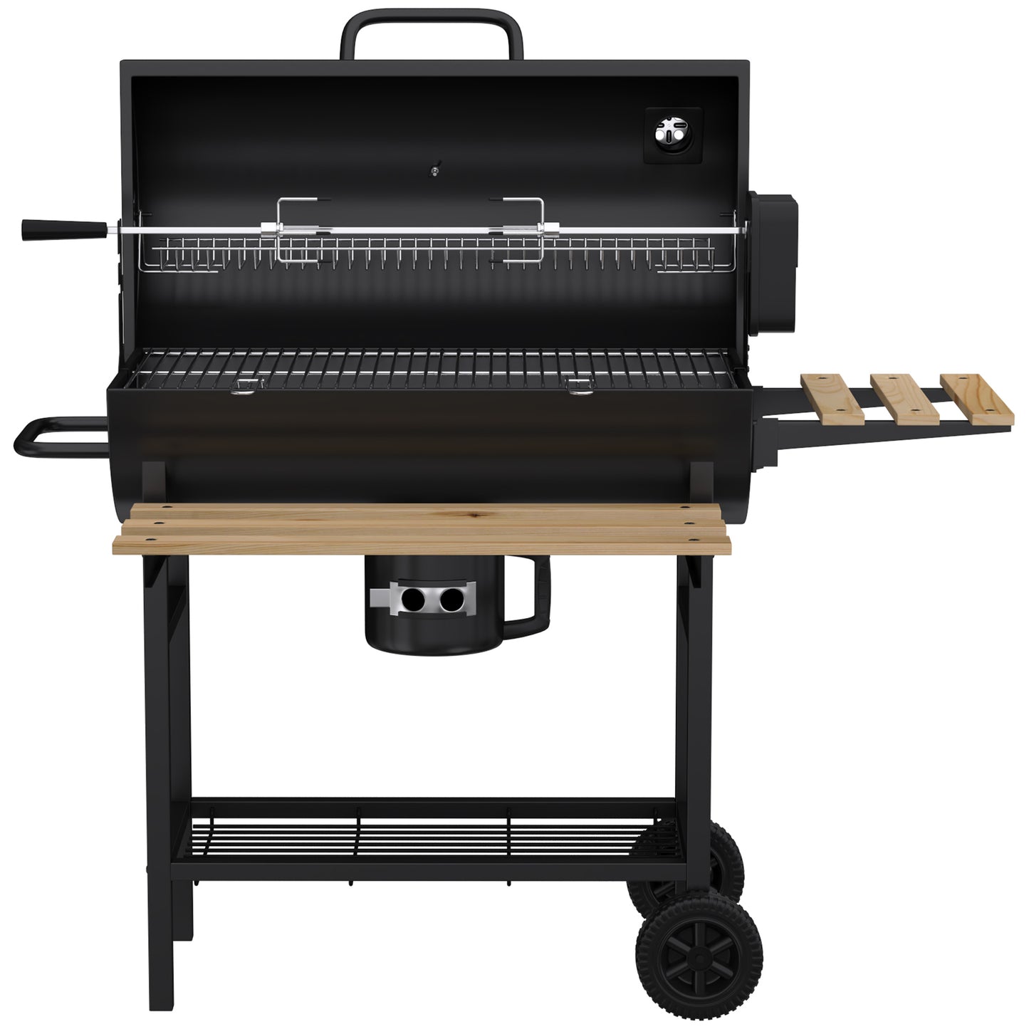 Outsunny Barbacoa De Carbón Portátil Con Asador Eléctrico Estantes Plegables_3