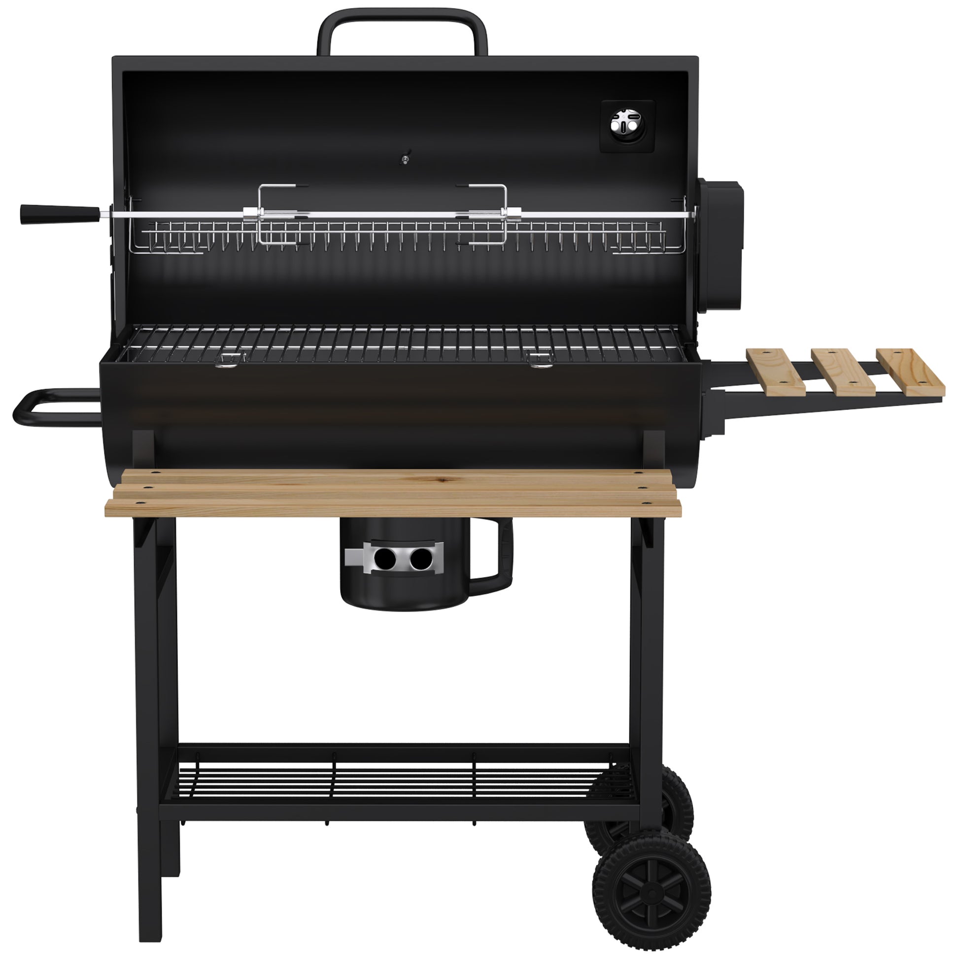 Outsunny Barbacoa De Carbón Portátil Con Asador Eléctrico Estantes Plegables_3