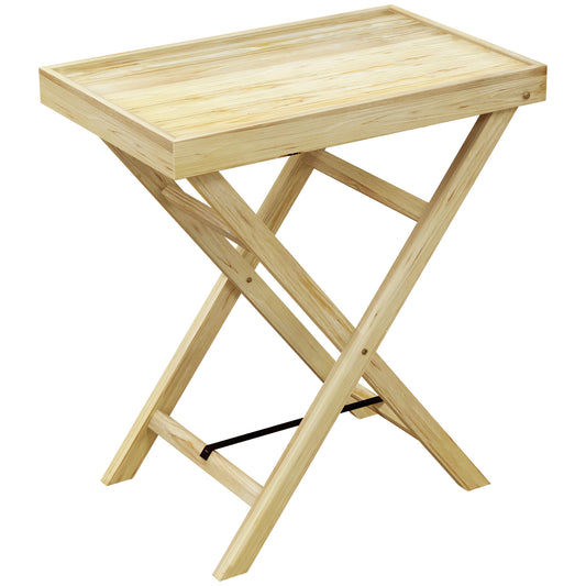 Outsunny Mesa De Jardín Rectangular De Madera Carga 40 Kg 68x44x75 Cm Natural_0