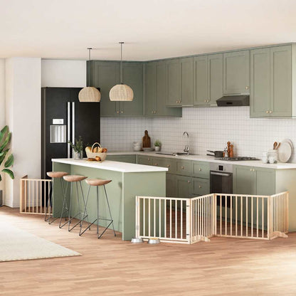 Vidaxl Puerta Para Perros Plegable 12 Paneles Madera De Álamo 960 Cm_1