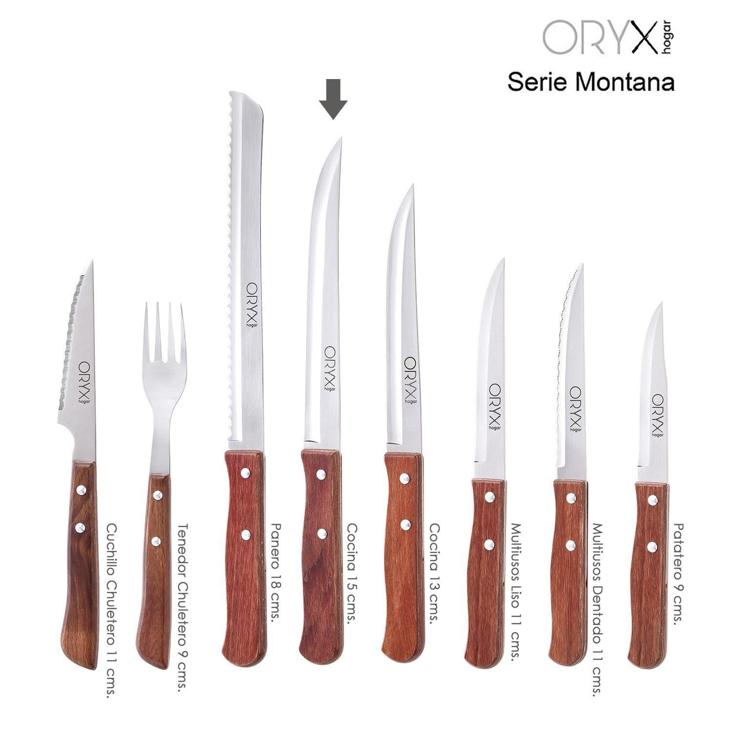 Cuchillo Montana Cocina Hoja Acero Inoxidable 15 Cm. Mango Madera_2