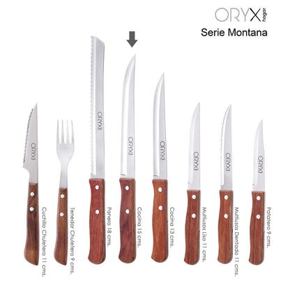 Cuchillo Montana Cocina Hoja Acero Inoxidable 15 Cm. Mango Madera_2