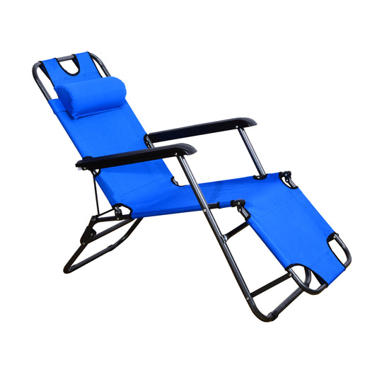 Outsunny Tumbona Reclinable Y Plegable Con Respaldo Ajustable 118x60x80cm Azul_0