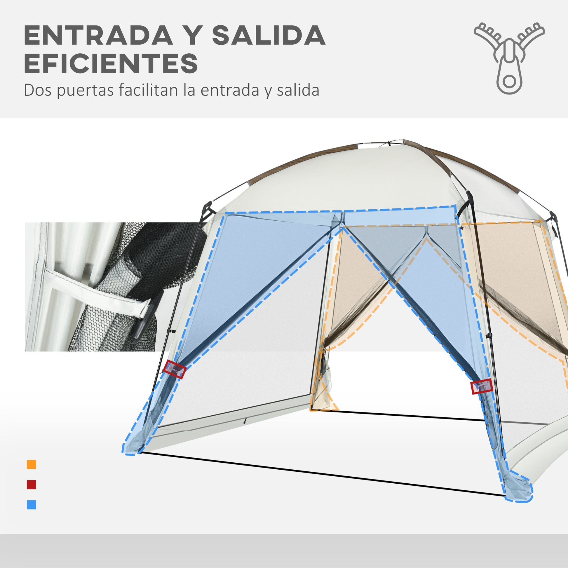 Outsunny Carpa De Jardín 3x3 M Para 6-8 Personas Con 4 Mosquiteras Y 2 Puertas_4