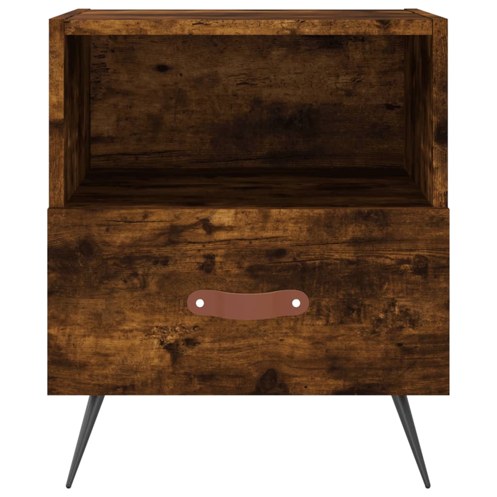 Mesita De Noche Madera Ingeniería Roble Ahumado 40x35x47,5 Cm_2