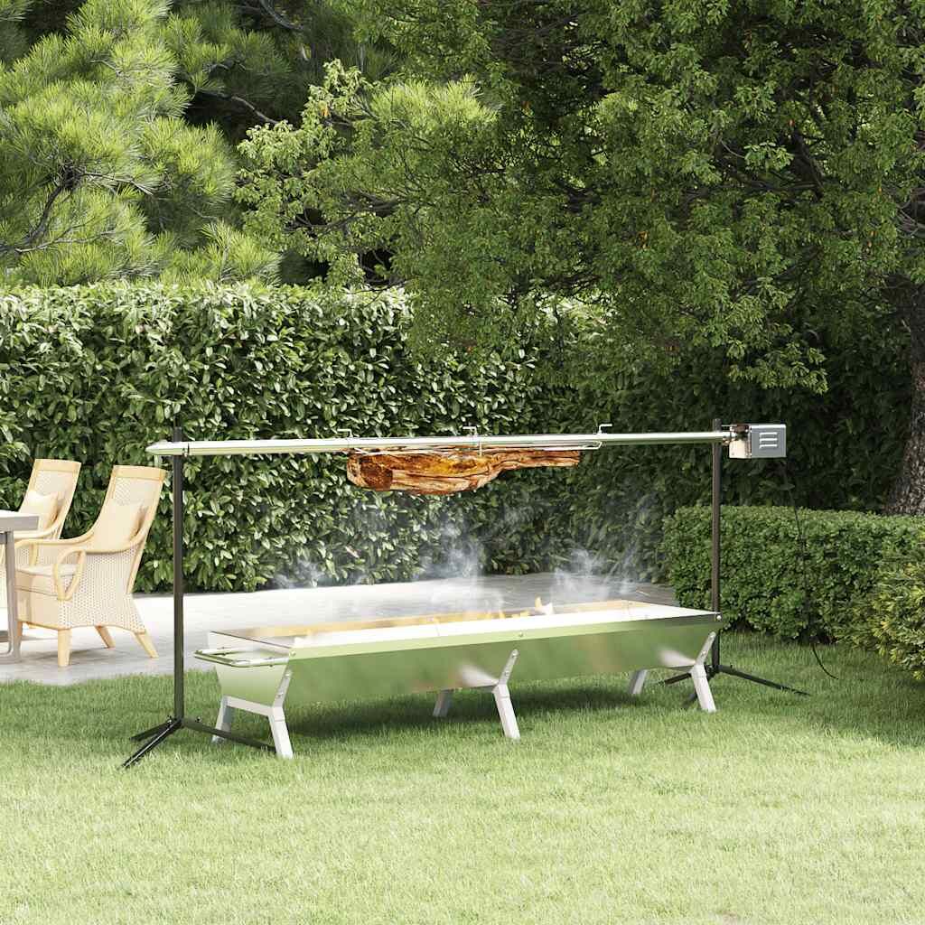 Vidaxl Juego De Barbacoa Automática Y Bandeja Acero Inoxidable_1
