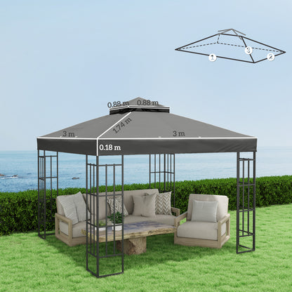 Outsunny Techo De Repuesto Para Cenador 3x3 M Con Techo Doble Anti-uv Gris_2
