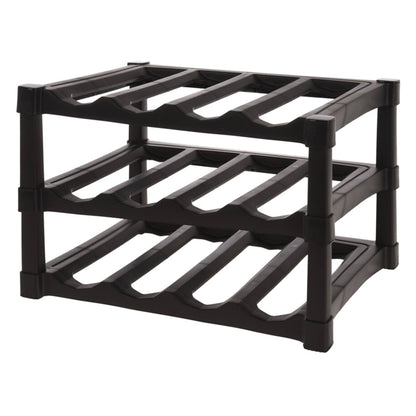 Well Home Botellero De 3 Capas Apilables De Pp En Color Negro Para 12 Botellas - 39x30xh25cm_0