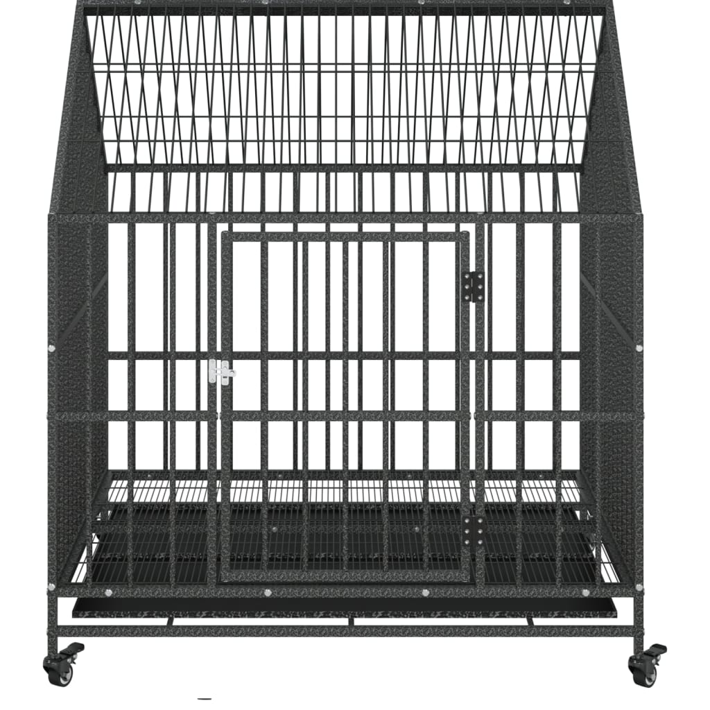 Jaula Para Perros Con Ruedas Acero Galvanizado Negro_4