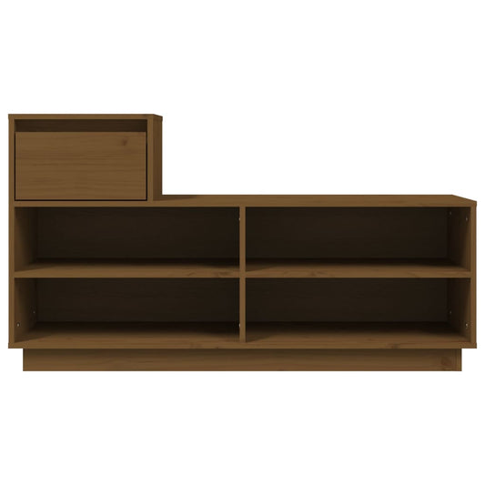Mueble Zapatero De Madera Maciza Pino Marrón Miel 110x34x61 Cm / Vetonek_0