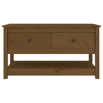 Mesa De Centro Madera Maciza De Pino Marrón Miel 102x49x55 Cm_1