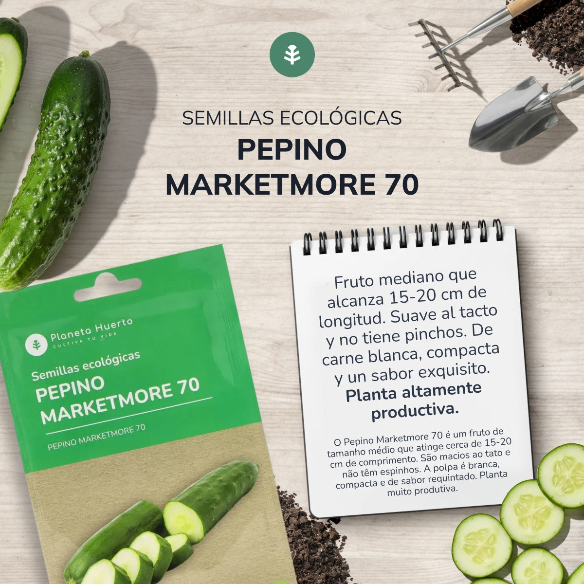 Semillas de Pepino marketmore ecológicas Planeta Huerto