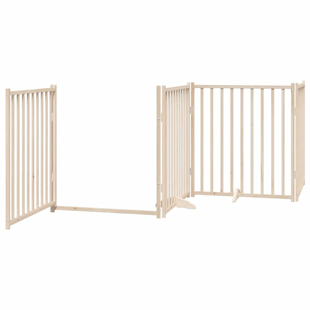 Vidaxl Puerta Para Perros Con Puerta Plegable De 4 Paneles, 320 Cm, Madera Maciza De Abeto_3