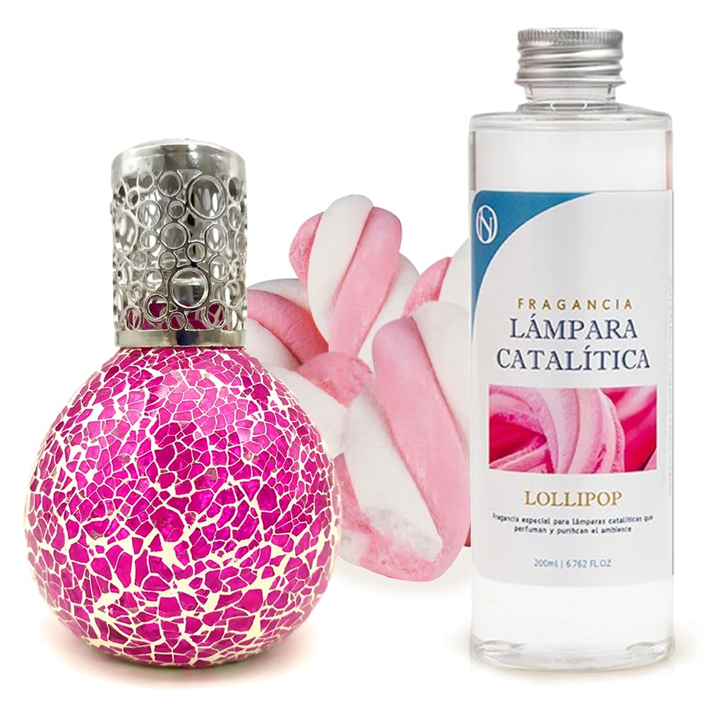 Lámpara Catalítica Mosaico Fucsia + Aroma Lollipop 500ml - Elimina Olores, Perfuma Y Mejora La Calidad Del Aire_0
