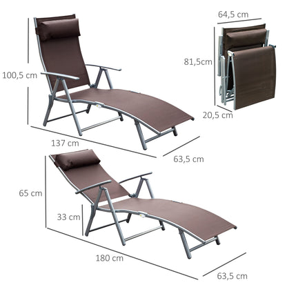 Outsunny Tumbona Plegable Con Respaldo Ajustable 137x63,5x100,5 Cm Marrón_2