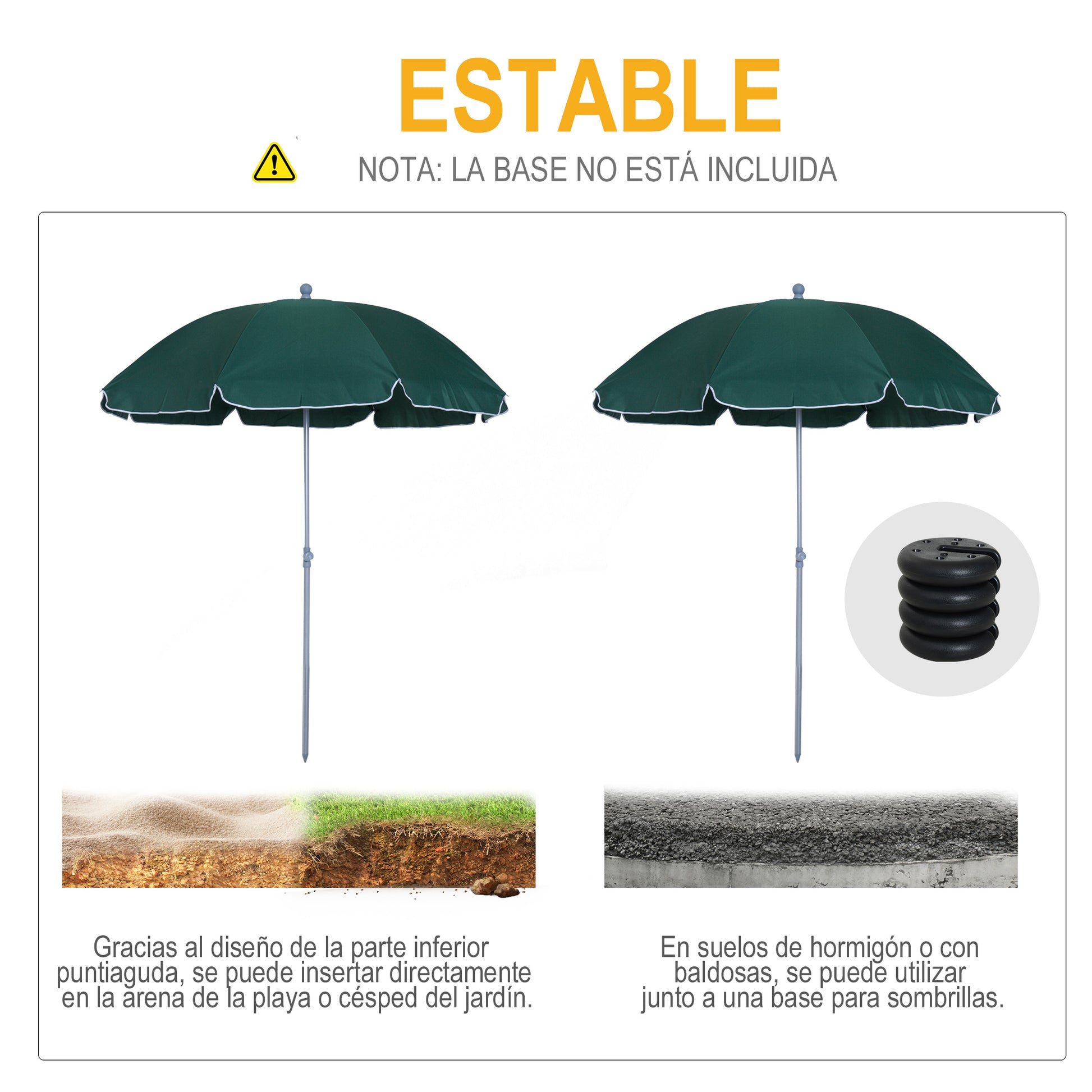 Outsunny Sombrilla De Playa Diámetro Ø202 Cm Con Techo Inclinable Poste_4